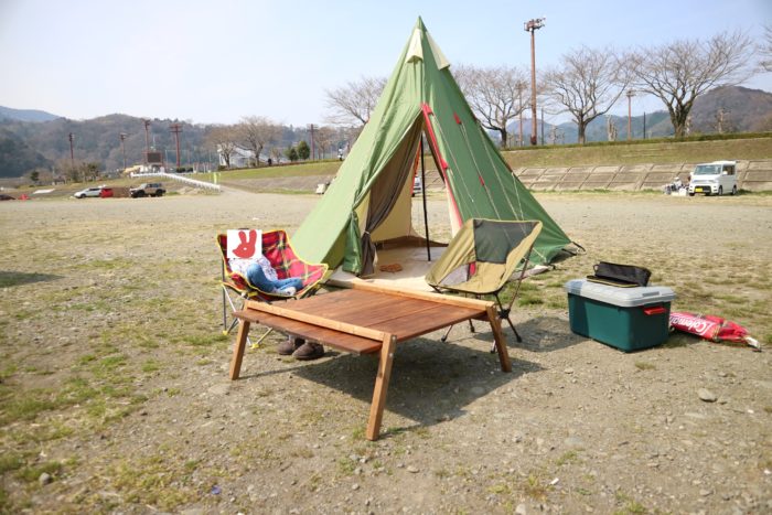 田代運動公園でデイキャンプの準備
