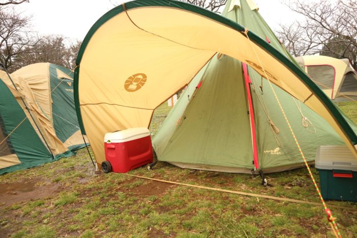 森のまきばオートキャンプ場でキャンプ、テント設営コールマンジョイントフラップフォーリッジドームを試す