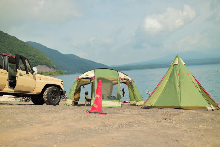 浩庵キャンプ場でテントの設営完了