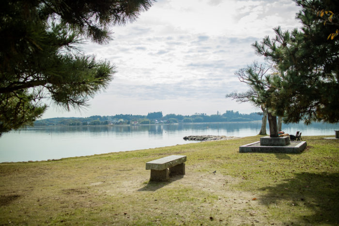 親沢公園キャンプ場からの涸沼の景色