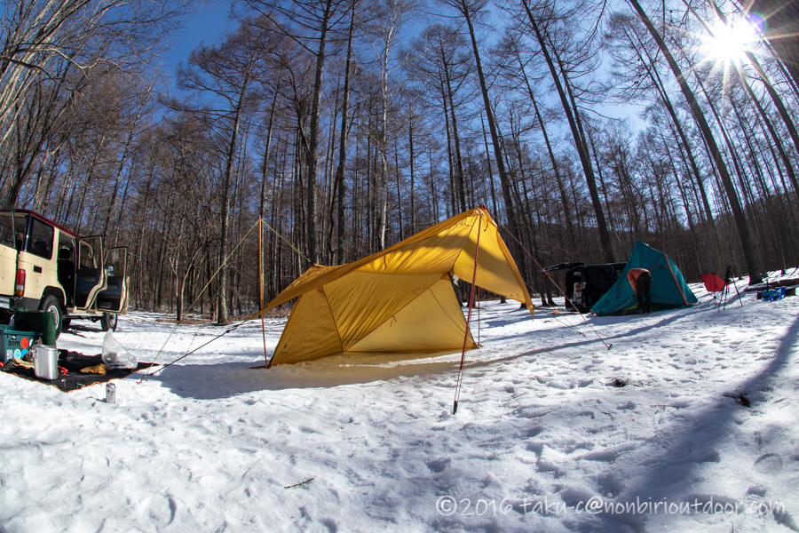 雪中キャンプで色々と試し張りしたスノーピークのセル2