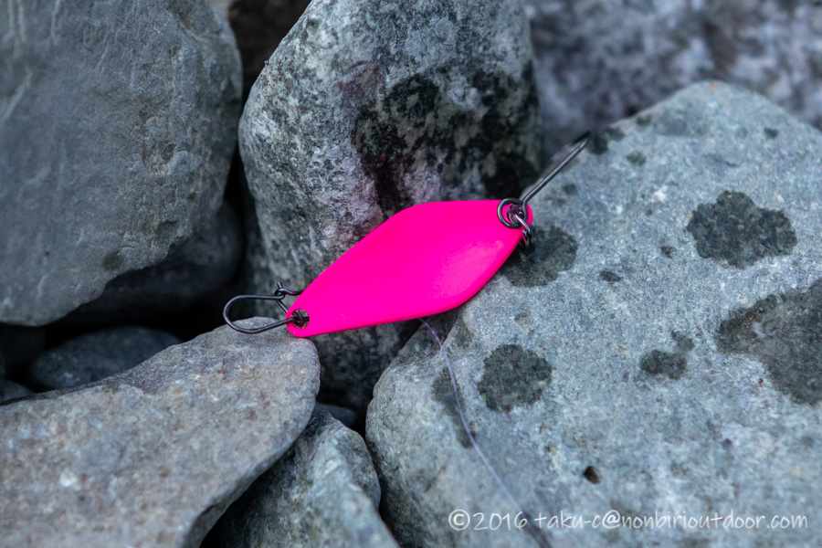 2021年2月24日のうらたんざわ渓流釣り場で釣れたハイバースト 1.6g No.13 蛍光ピンク